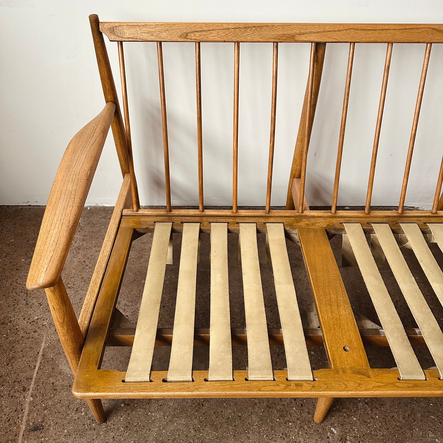 BAUMRITTER WOOD FRAME LOVESEAT - RESTORED