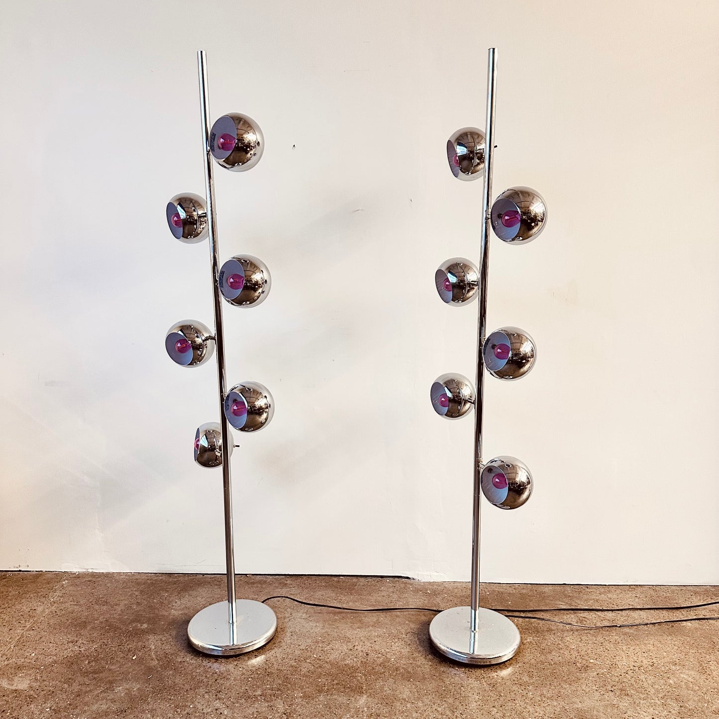 MID CENTURY CHROME 6 LIGHT EYEBALL FLOOR LAMP