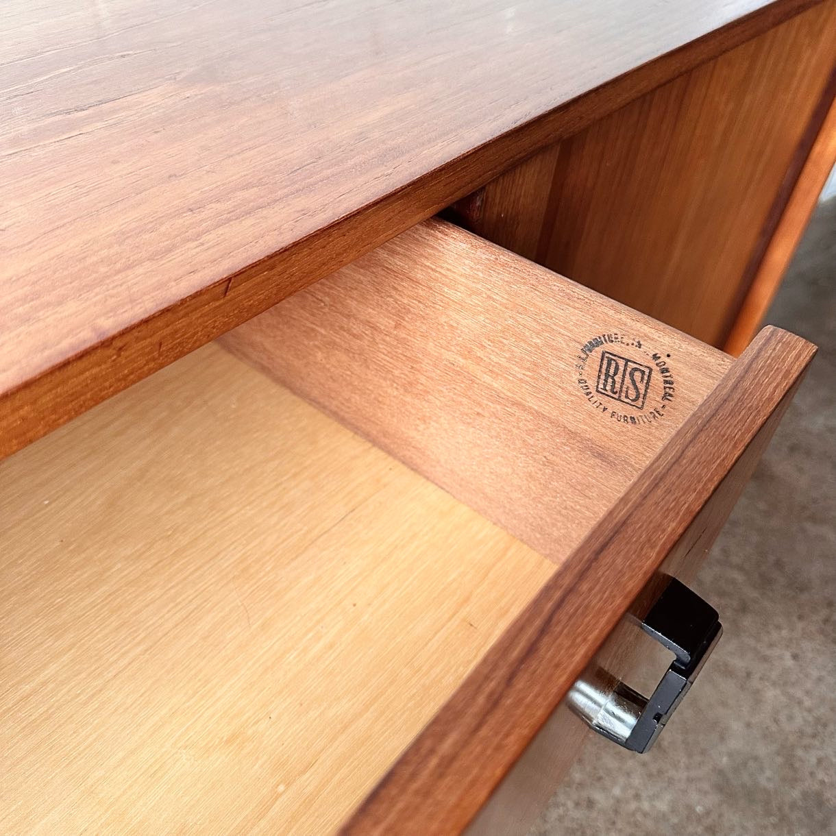 RS ASSOCIATES TEAK TAMBOUR DOOR CREDENZA