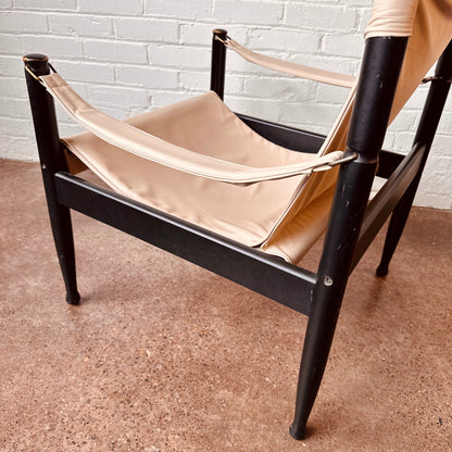 EBONIZED SAFARI LOUNGE CHAIR BY ERIC WORTS FOR NIELS EILERSEN