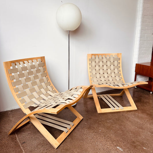 PAIR OF FOLDING LOUNGE CHAIRS BY BÖRGE LINDAU FOR BLÅ STATION