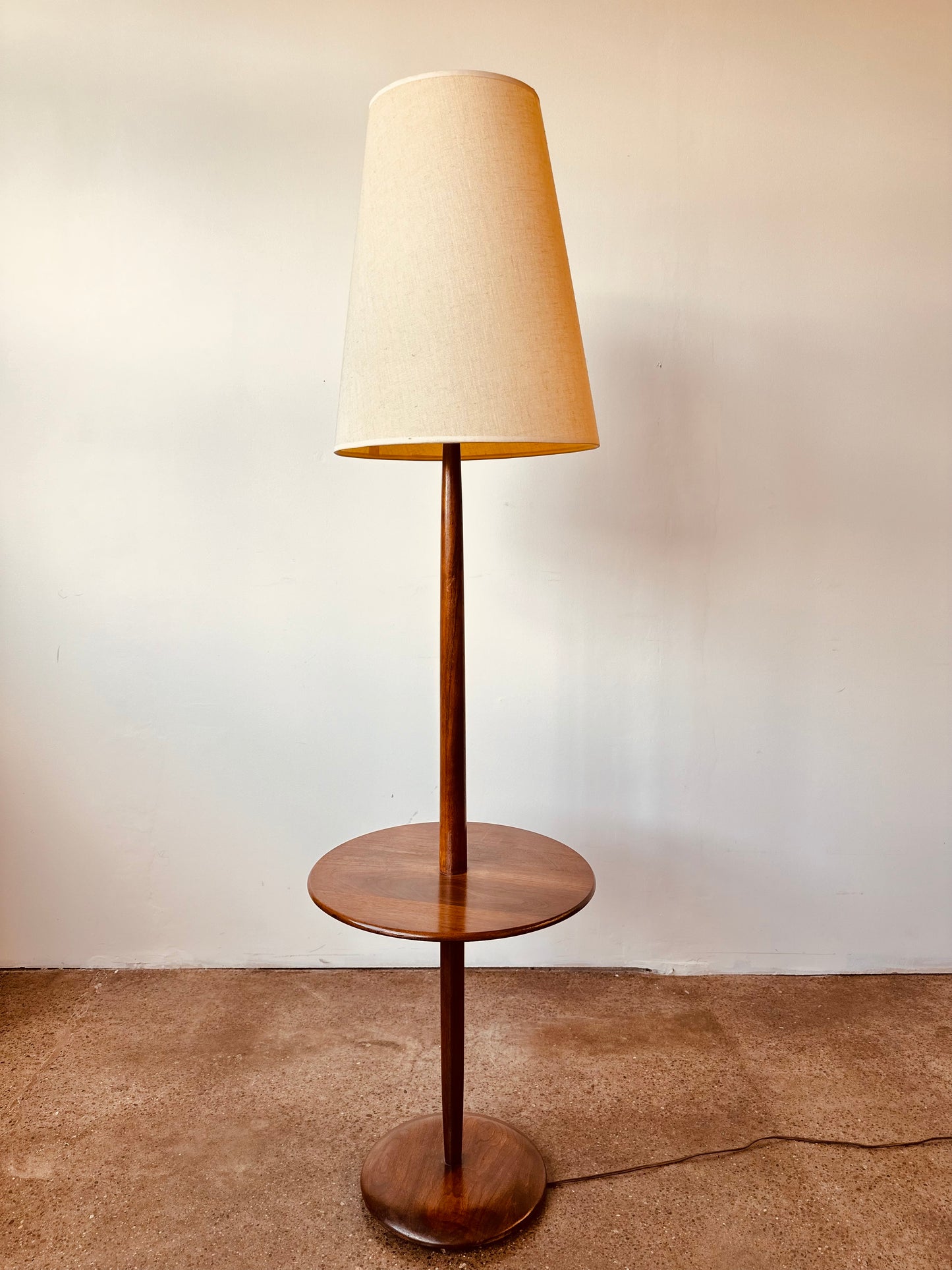 SOLID WALNUT LAUREL FLOOR LAMP WITH DRINK TABLE