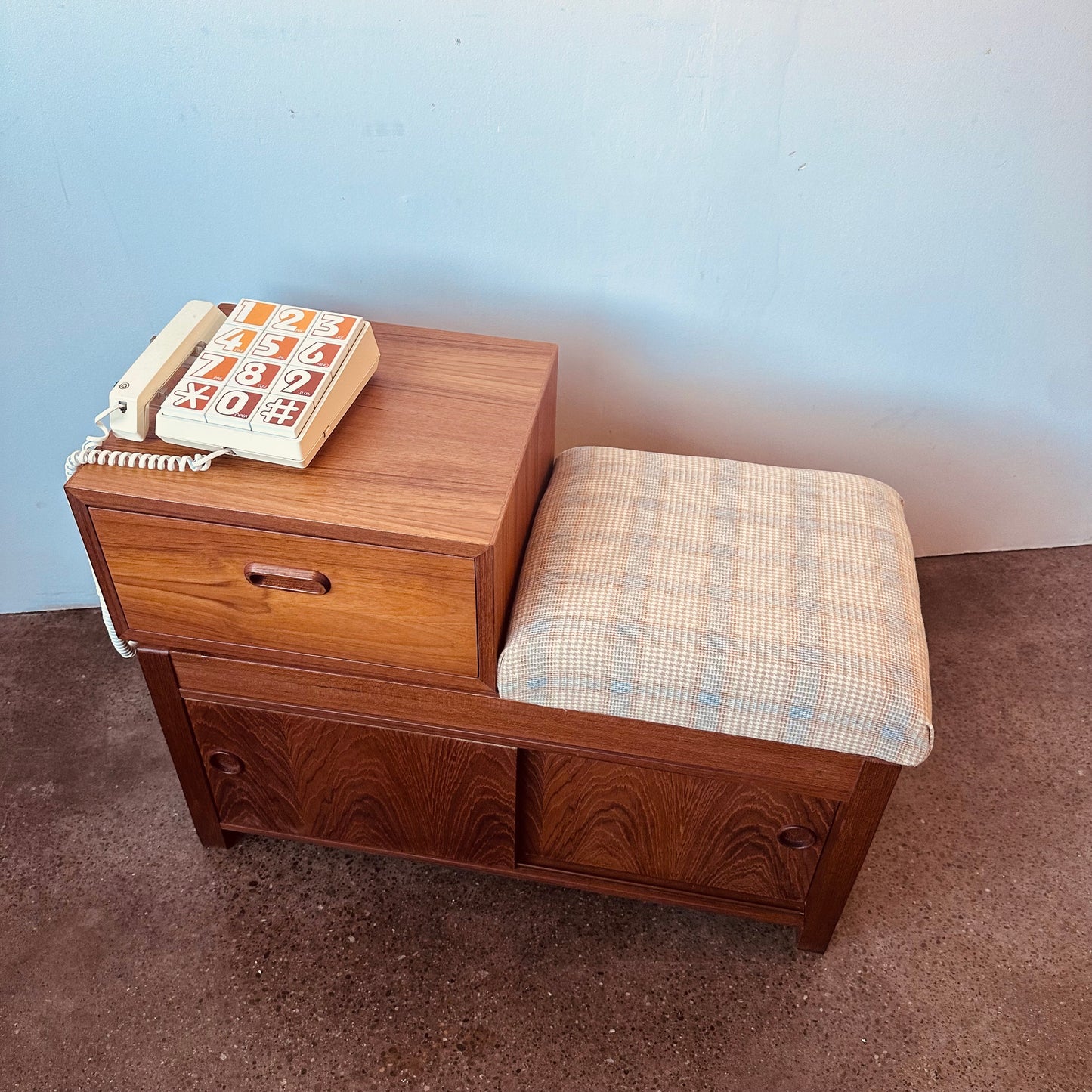 DANISH TEAK TELEPHONE TABLE HALL BENCH