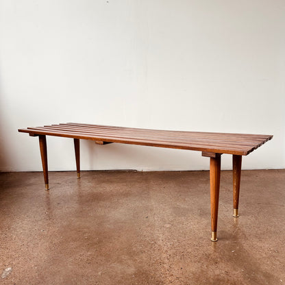 MID-CENTURY SLAT WOOD COFFEE TABLE OR BENCH