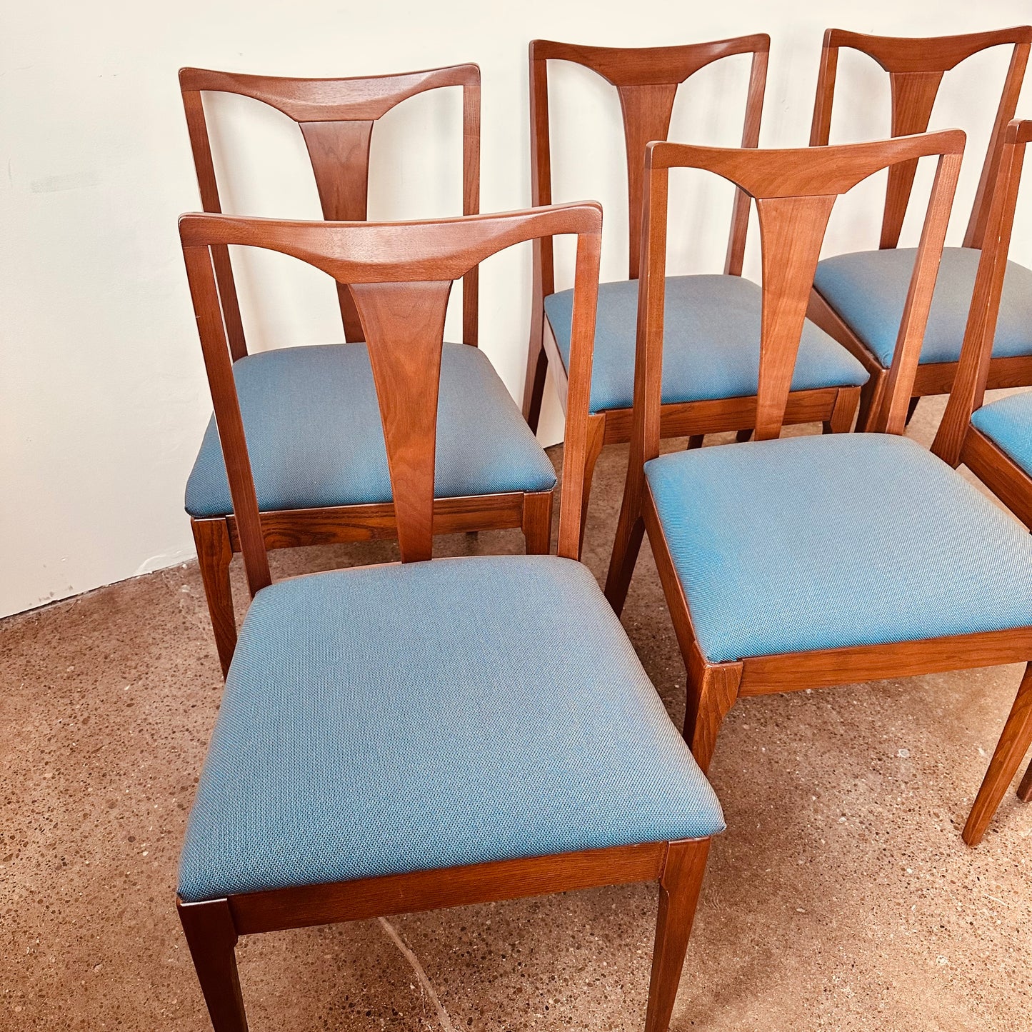 SET OF 6 WALNUT DINING CHAIRS