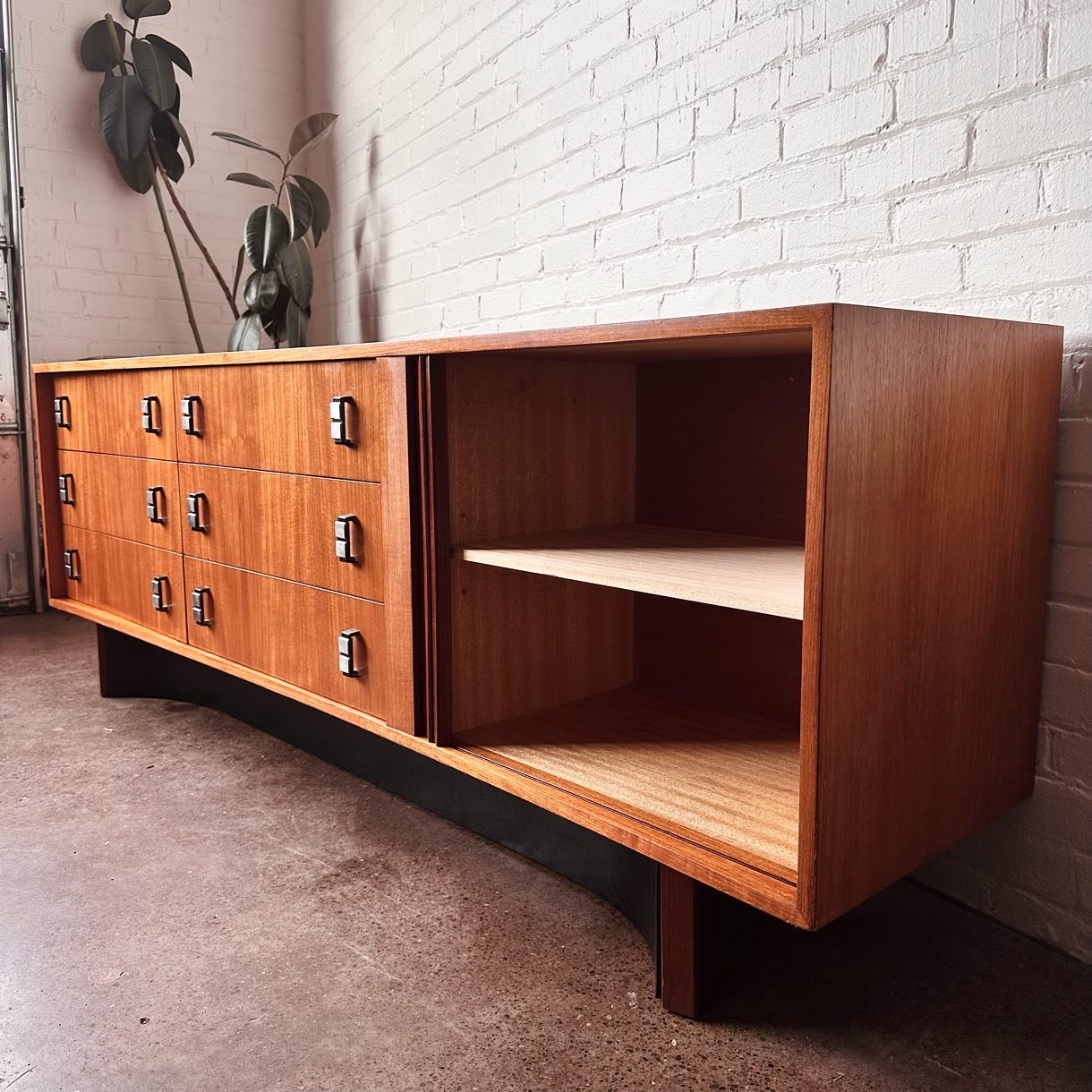 RS ASSOCIATES TEAK TAMBOUR DOOR CREDENZA