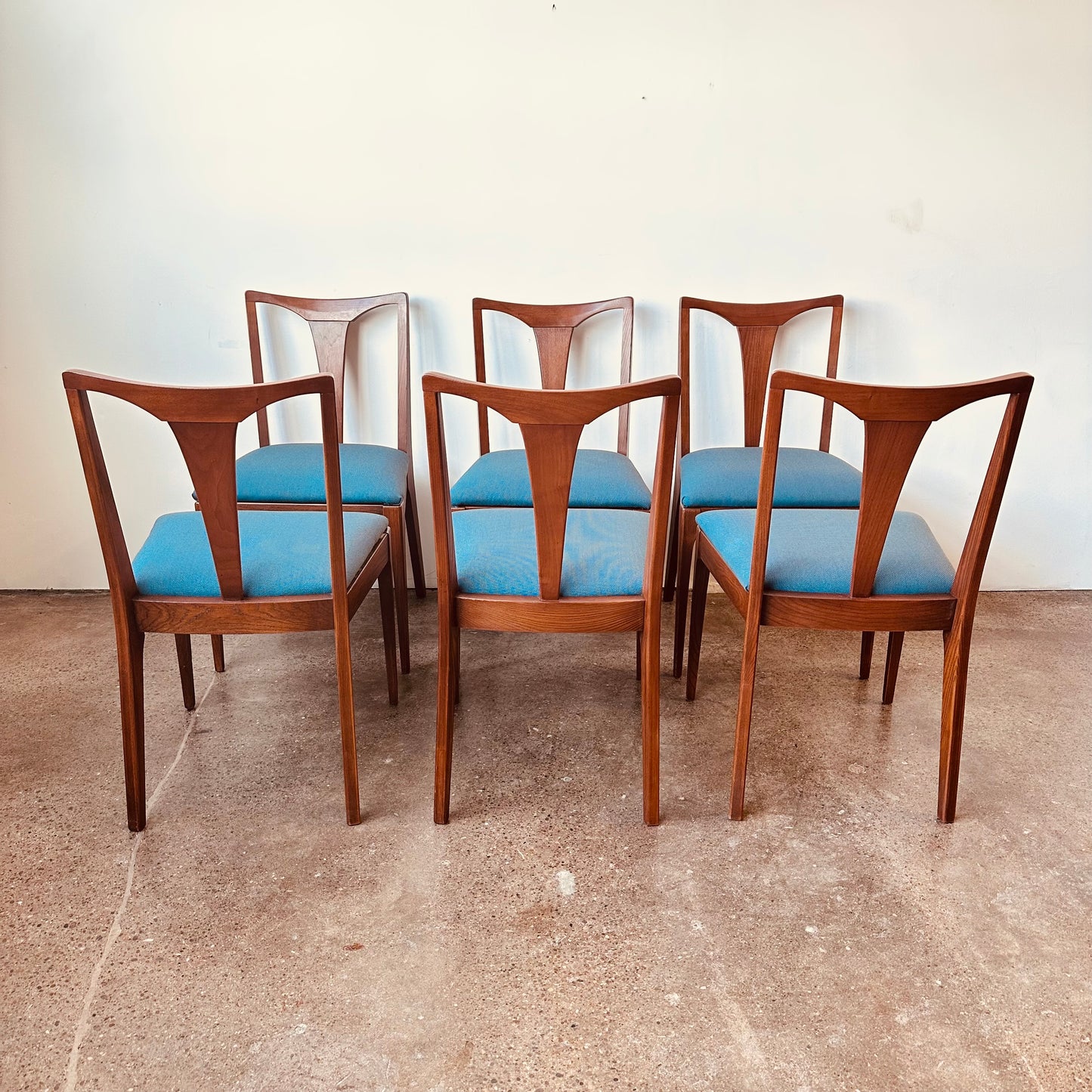 SET OF 6 WALNUT DINING CHAIRS