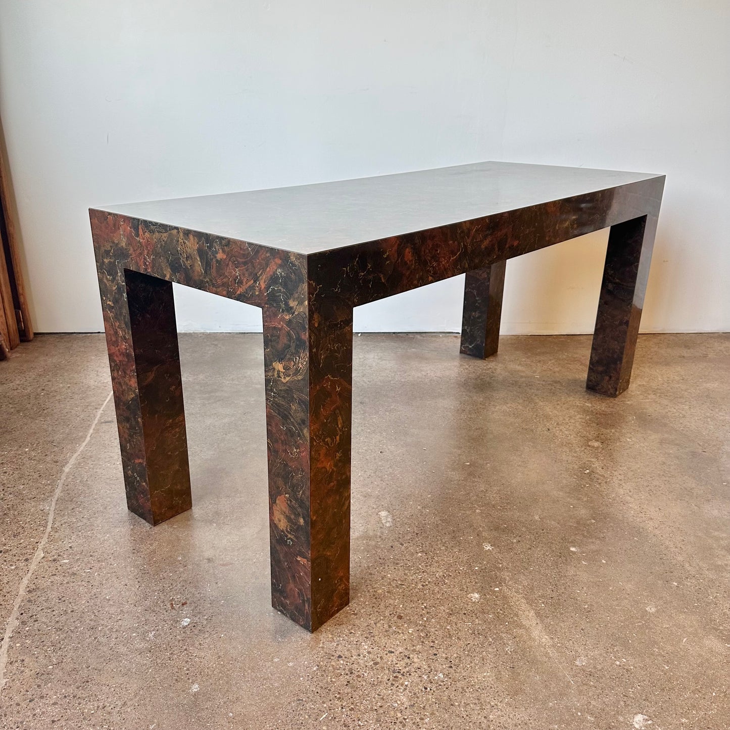 FAUX BURL LAMINATE PARSONS TABLE OR DESK