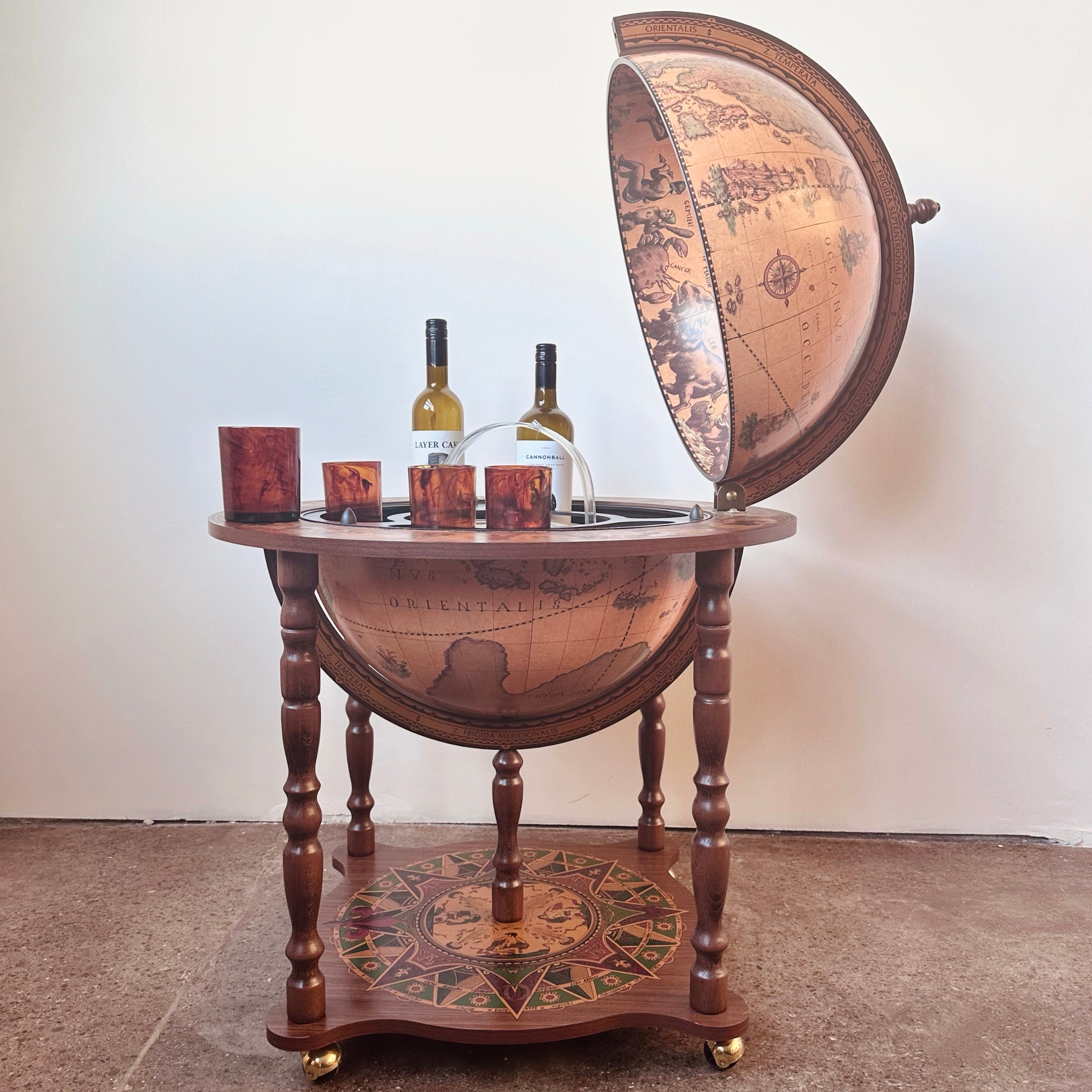 GLOBE BAR CART ON WHEELS MADE IN ITALY MiMO Decor