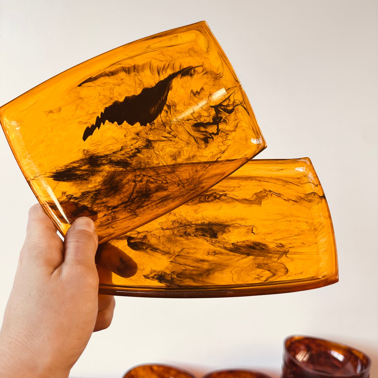 ACRYLIC TORTOISE SHELL SALAD BOWL TRAY SET