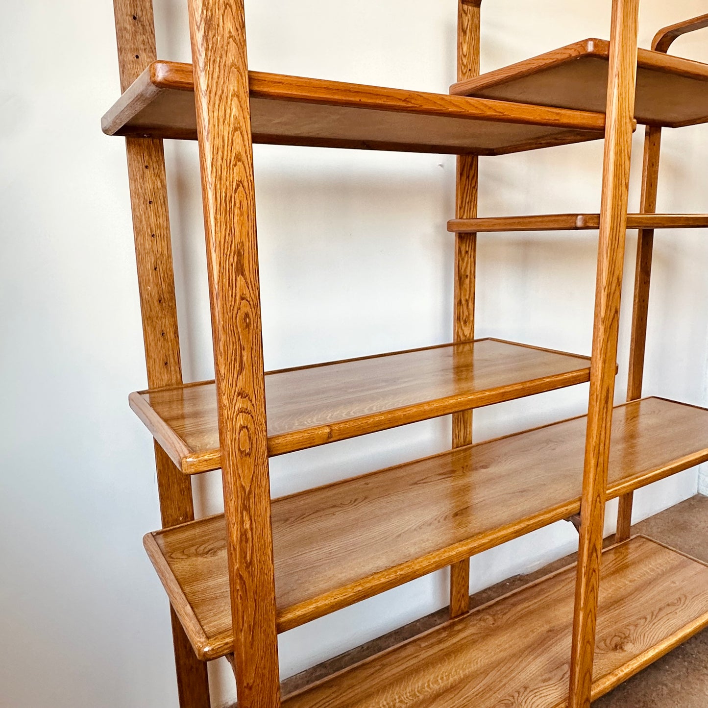 VINTAGE CERUSED BENTWOOD OAK ROOM DIVIDER BOOK SHELF