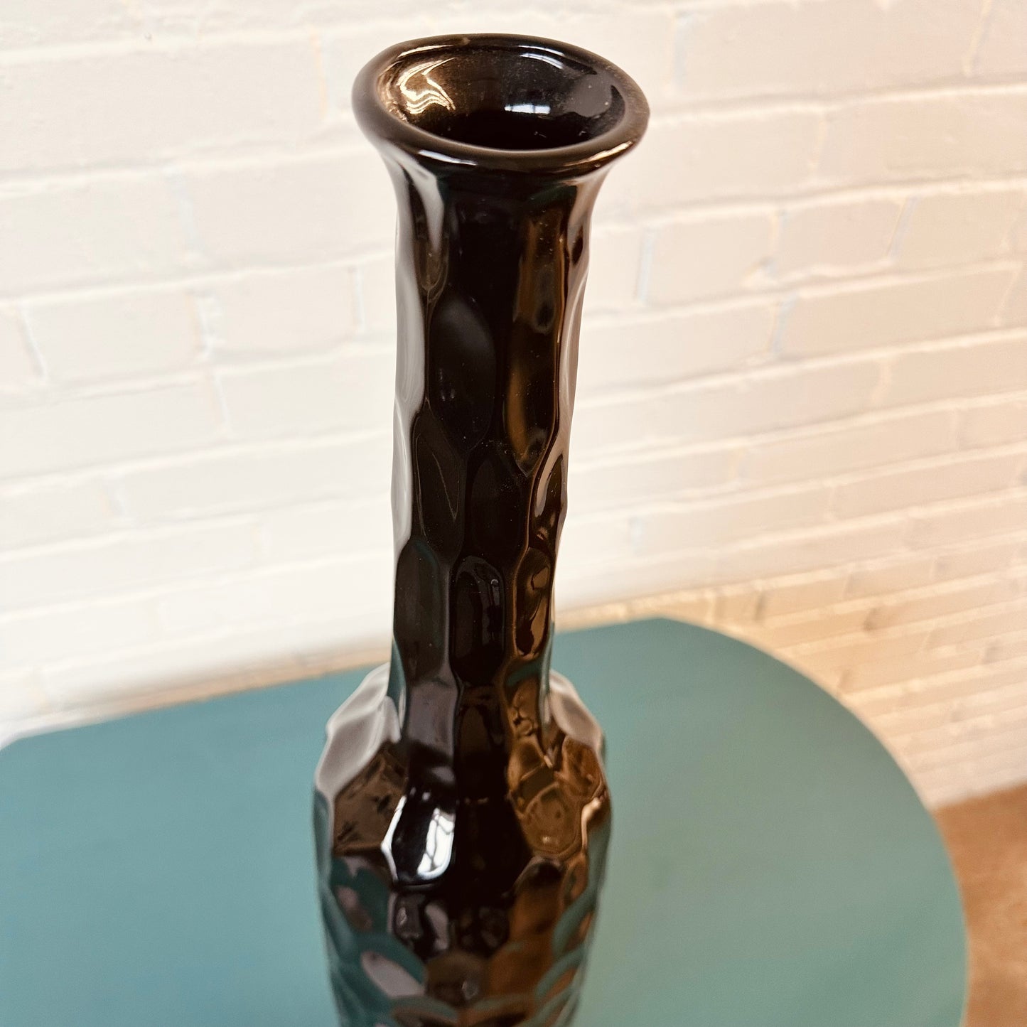 OVERSIZED BLACK CERAMIC DIMPLED VASE