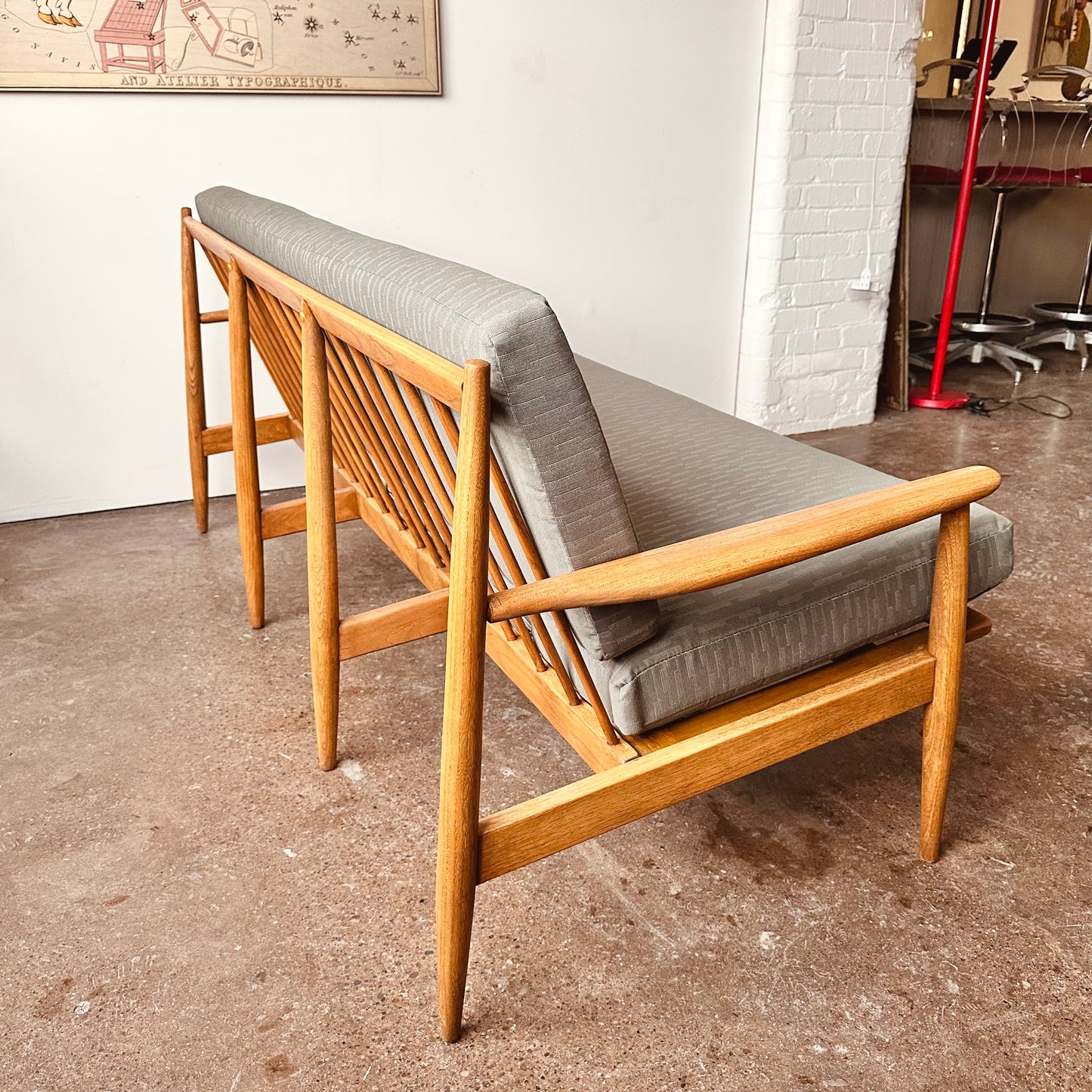 BAUMRITTER WOOD FRAME LOVESEAT - RESTORED