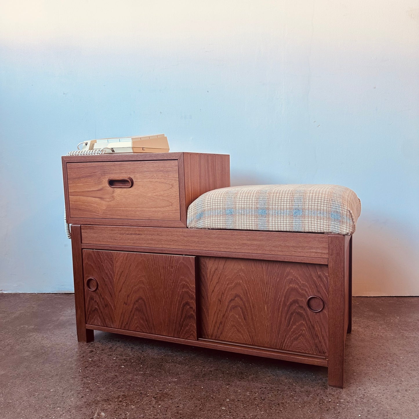 DANISH TEAK TELEPHONE TABLE HALL BENCH