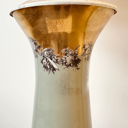 ANTIQUE FORNASETTI STYLE REVERSE PAINT LAMP