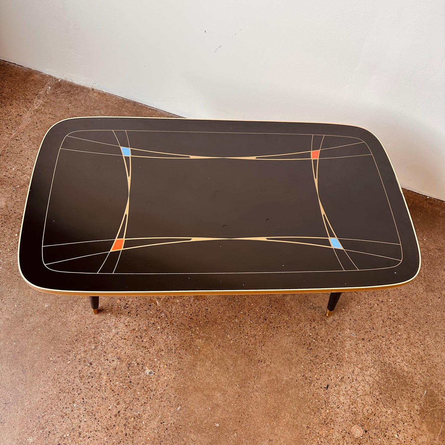 ART DECO REVIVAL BLACK LACQUERED COFFEE TABLE