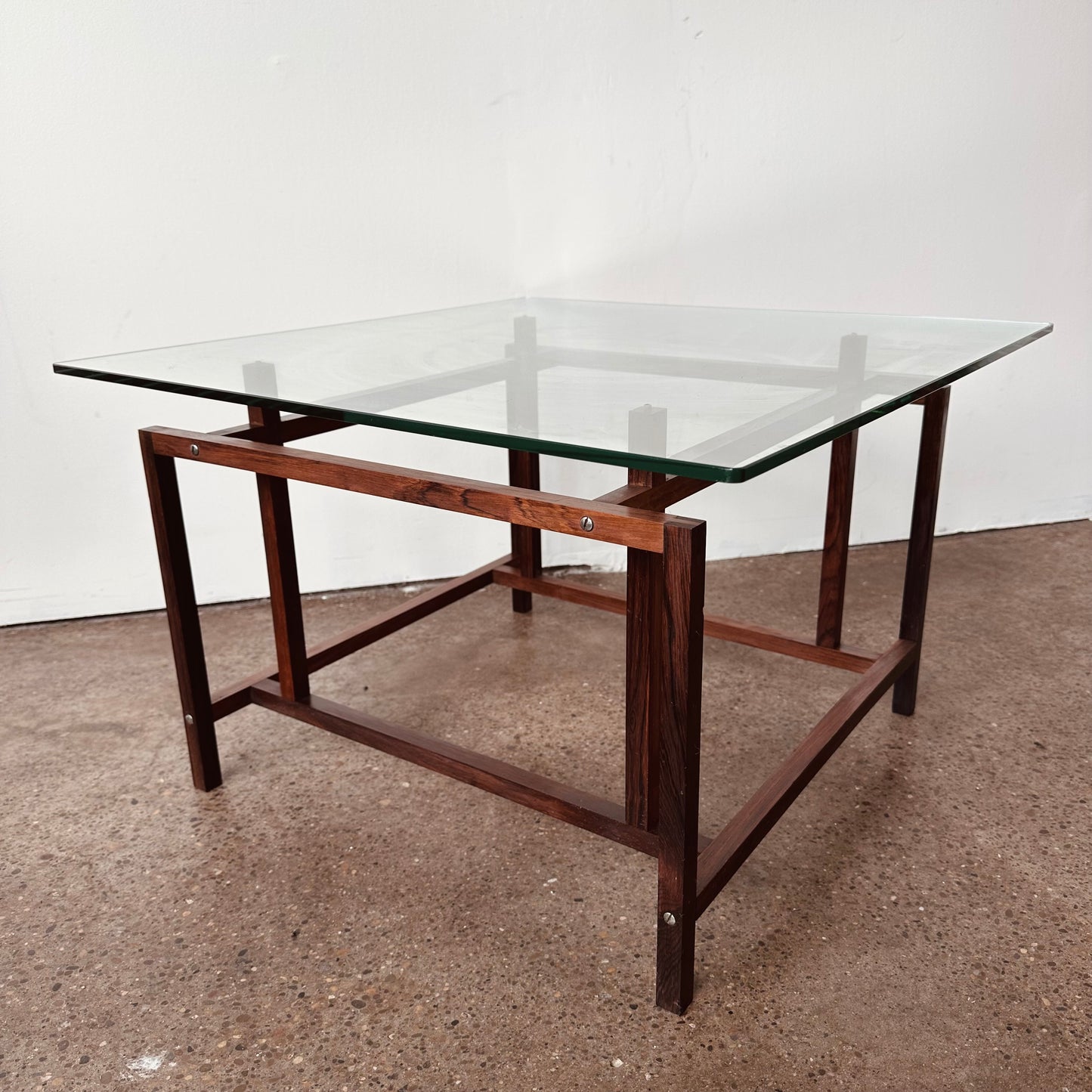 ROSEWOOD AND GLASS HENNING NORGAARD SIDE TABLE