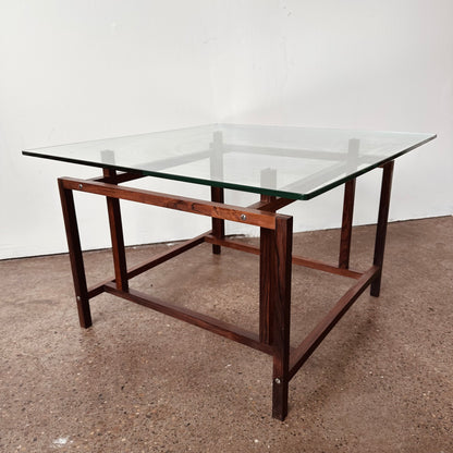 ROSEWOOD AND GLASS HENNING NORGAARD SIDE TABLE