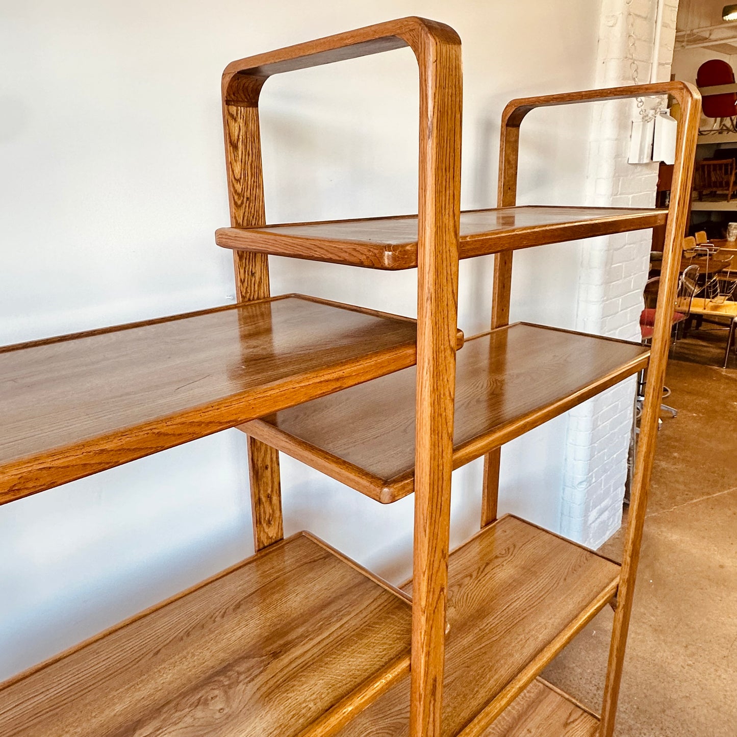 VINTAGE CERUSED BENTWOOD OAK ROOM DIVIDER BOOK SHELF