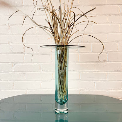 LARGE BRIM AQUA BLUE BLENKO VASE