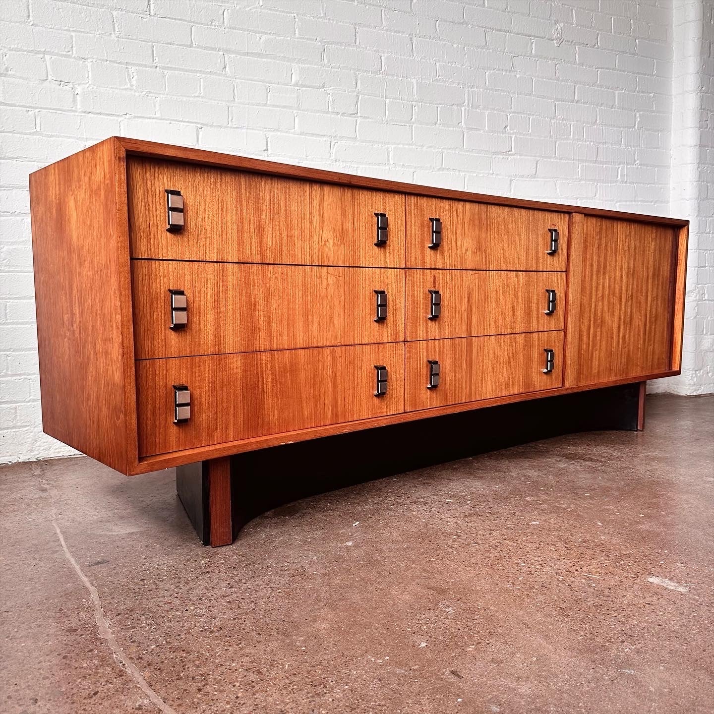 RS ASSOCIATES TEAK TAMBOUR DOOR CREDENZA