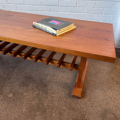 LARGE CANADIAN TEAKWOOD MISSION COFFEE TABLE