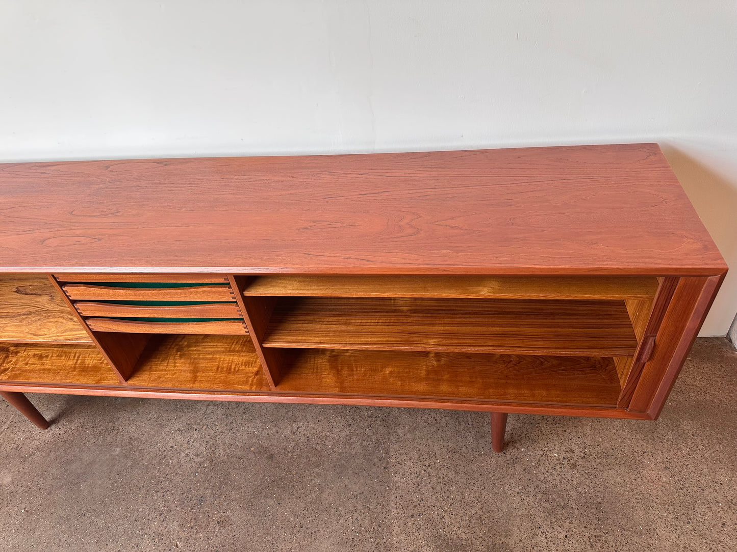 SVEND AAGE LARSEN FOR FAARUP MOBELFABRIK MID CENTURY TEAK TAMBOUR DOOR CREDENZA