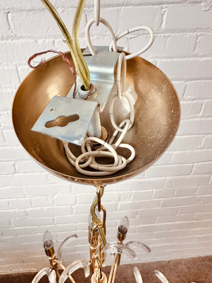 GAETANO SCIOLARI BRASS AND GLASS CHANDELIER