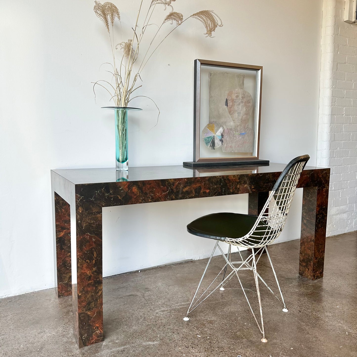 FAUX BURL LAMINATE PARSONS TABLE OR DESK