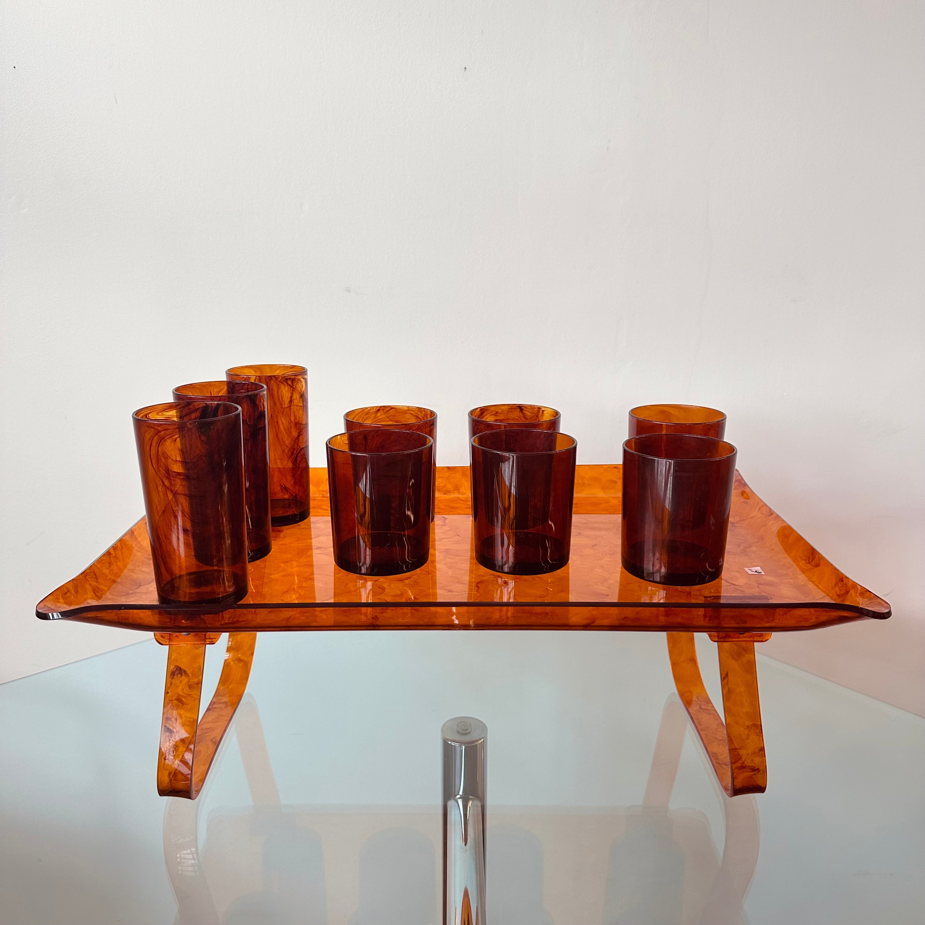 Set of 8 Lucite Canapé offers Trays, Small Mid Century Cocktail Trays