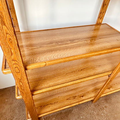VINTAGE CERUSED BENTWOOD OAK ROOM DIVIDER BOOK SHELF