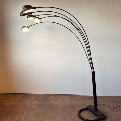 MID-CENTURY BLACK 5 LIGHT ARC LAMP