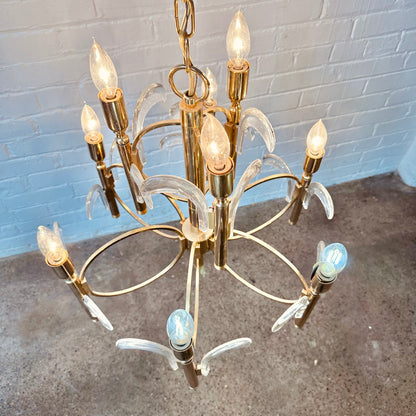 GAETANO SCIOLARI BRASS AND GLASS CHANDELIER