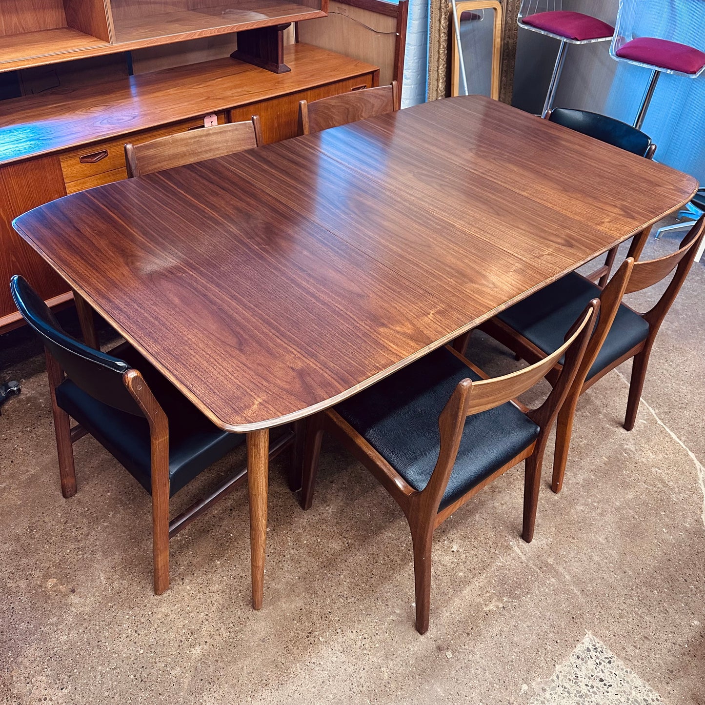 72” WALNUT DINING TABLE WITH TWO LEAVES - REFINISHED