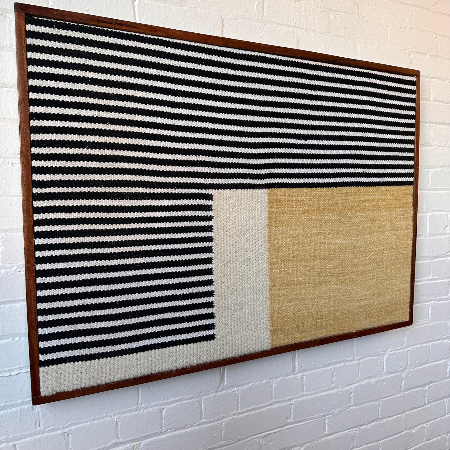 FRAMED GEOMETRIC WOVEN TEXTILE WALL ART