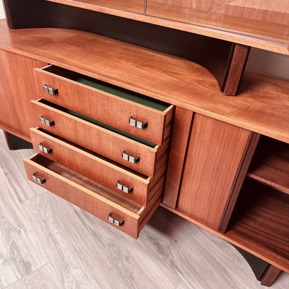 RS ASSOCIATES TEAK WOOD TWO PIECE SERVER WITH HUTCH TOP