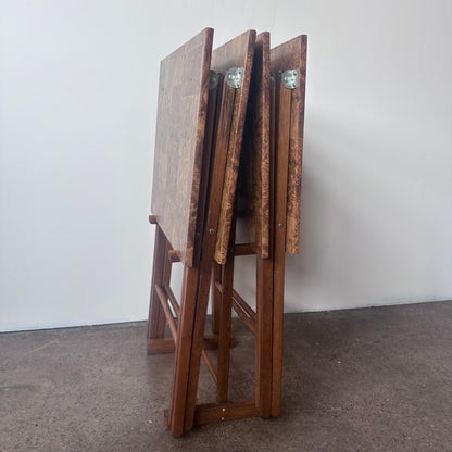 FAUX BOIS BURL WOOD FOLDING TABLES