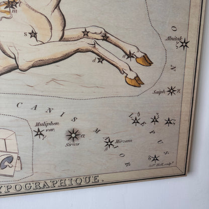 MONOCEROS AND CANIS MINOR CONSTELLATION MAP ON BOARD ARTWORK