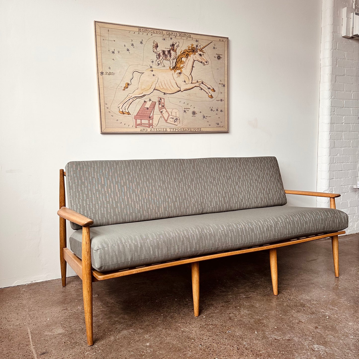 BAUMRITTER WOOD FRAME LOVESEAT - RESTORED