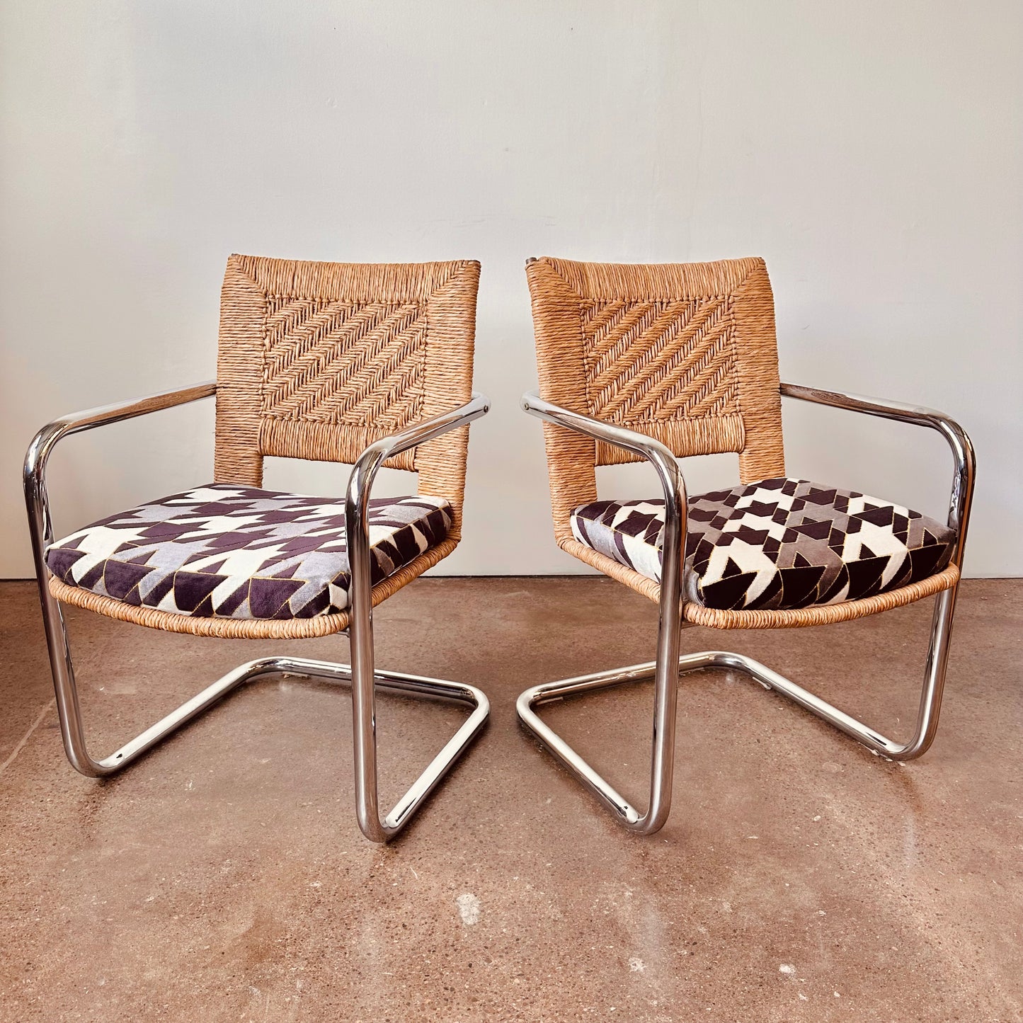 CHROMECRAFT RATTAN CHROME AND GLASS DINETTE SET