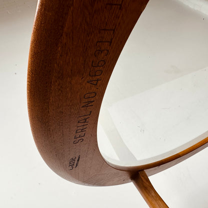 LANE CHESTNUT AND GLASS TOP TRIPOD SIDE TABLE