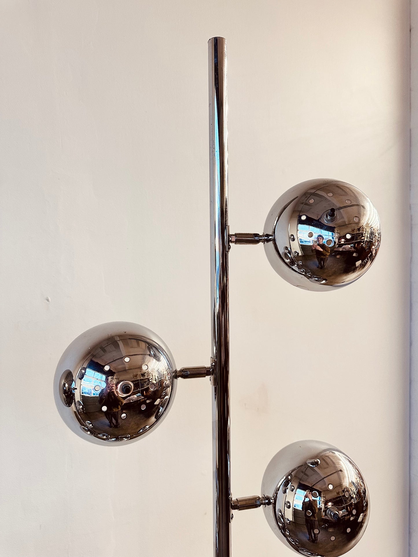 MID CENTURY CHROME 6 LIGHT EYEBALL FLOOR LAMP