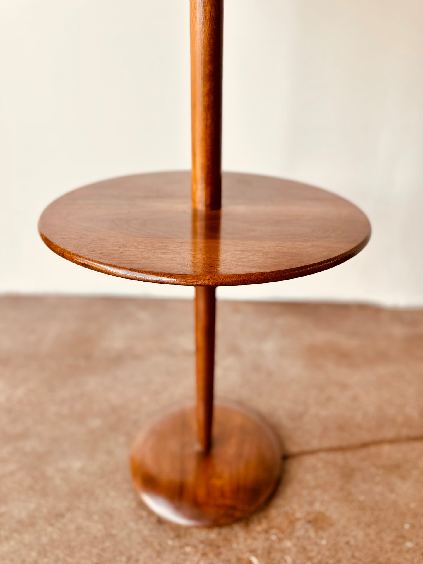 SOLID WALNUT LAUREL FLOOR LAMP WITH DRINK TABLE