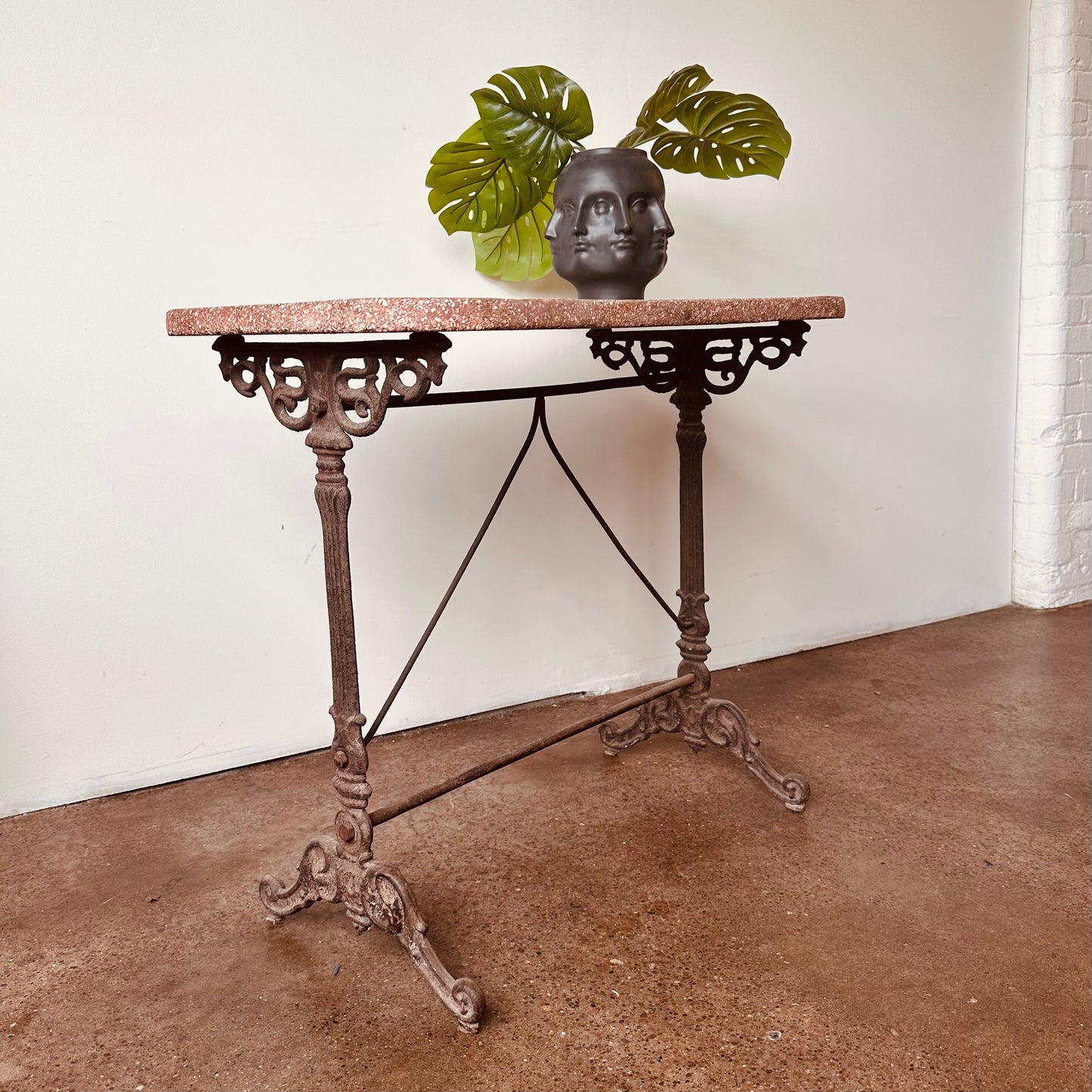 CAST IRON AND TERRAZZO FRENCH BISTRO TABLE CIRCA 19THC