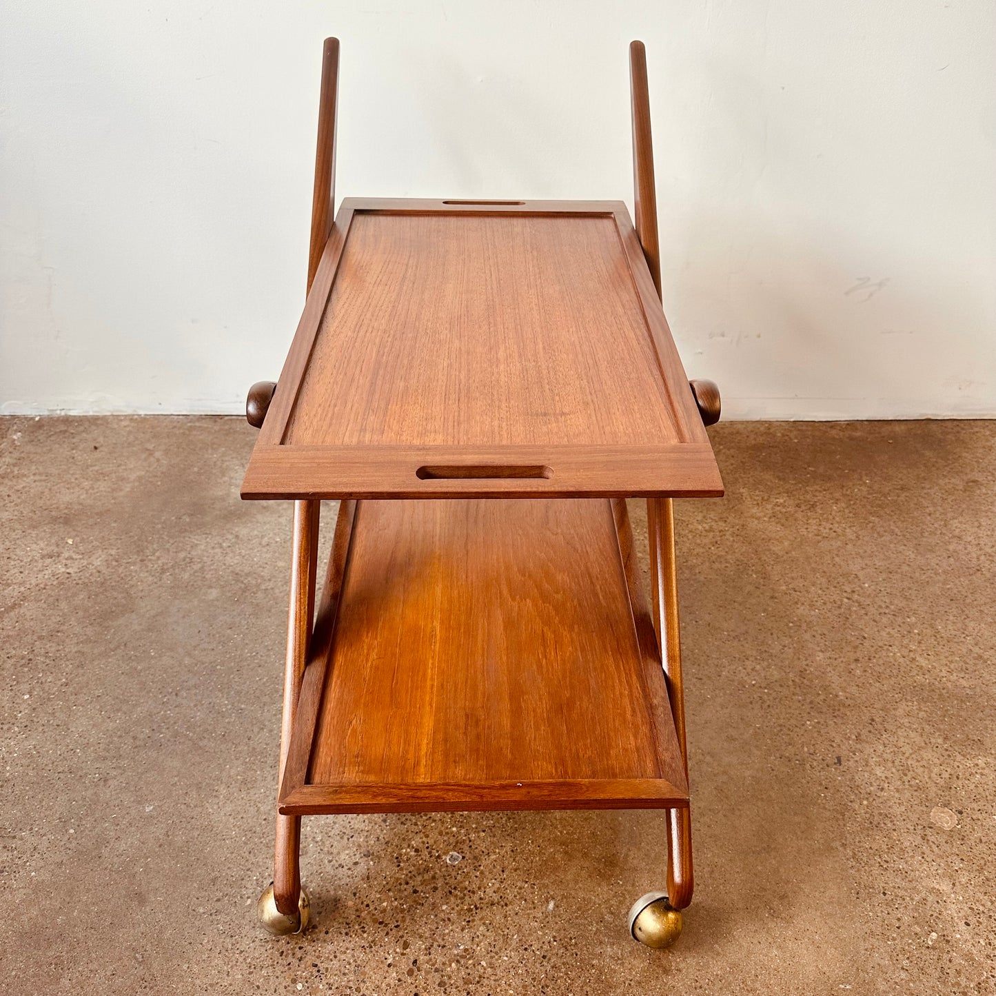 DANISH TEAK TWO TIER BAR CART TROLLY