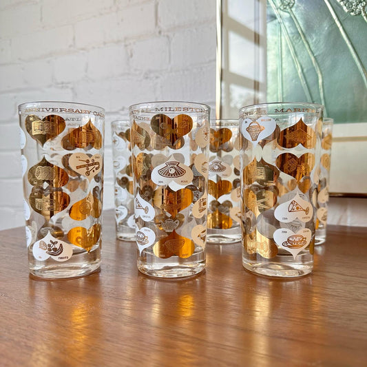 SET OF 7 ANNIVERSARY MILESTONES 22-KARAT HIGHBALL GLASSES