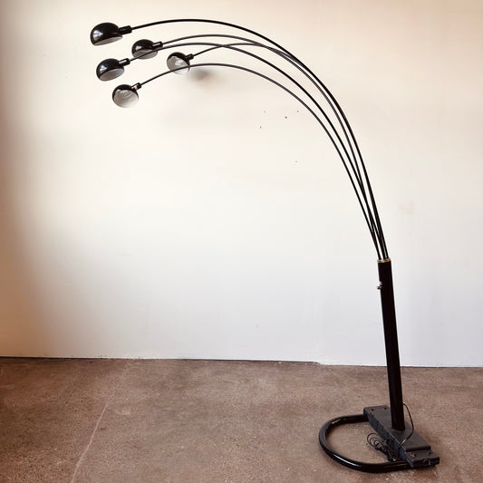 MID-CENTURY BLACK 5 LIGHT ARC LAMP