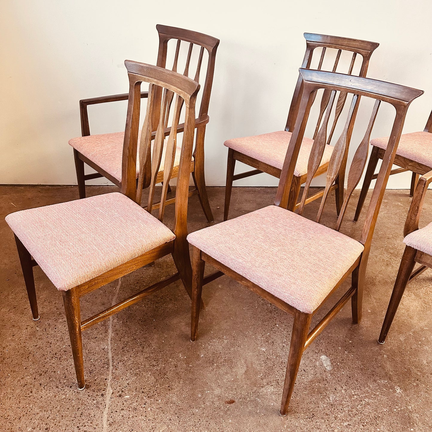 WALNUT MID-CENTURY DINING CHAIRS - SET OF 6