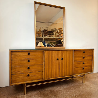 MID-CENTURY AFRICAN MAHOGANY 12 DRAWER DRESSER