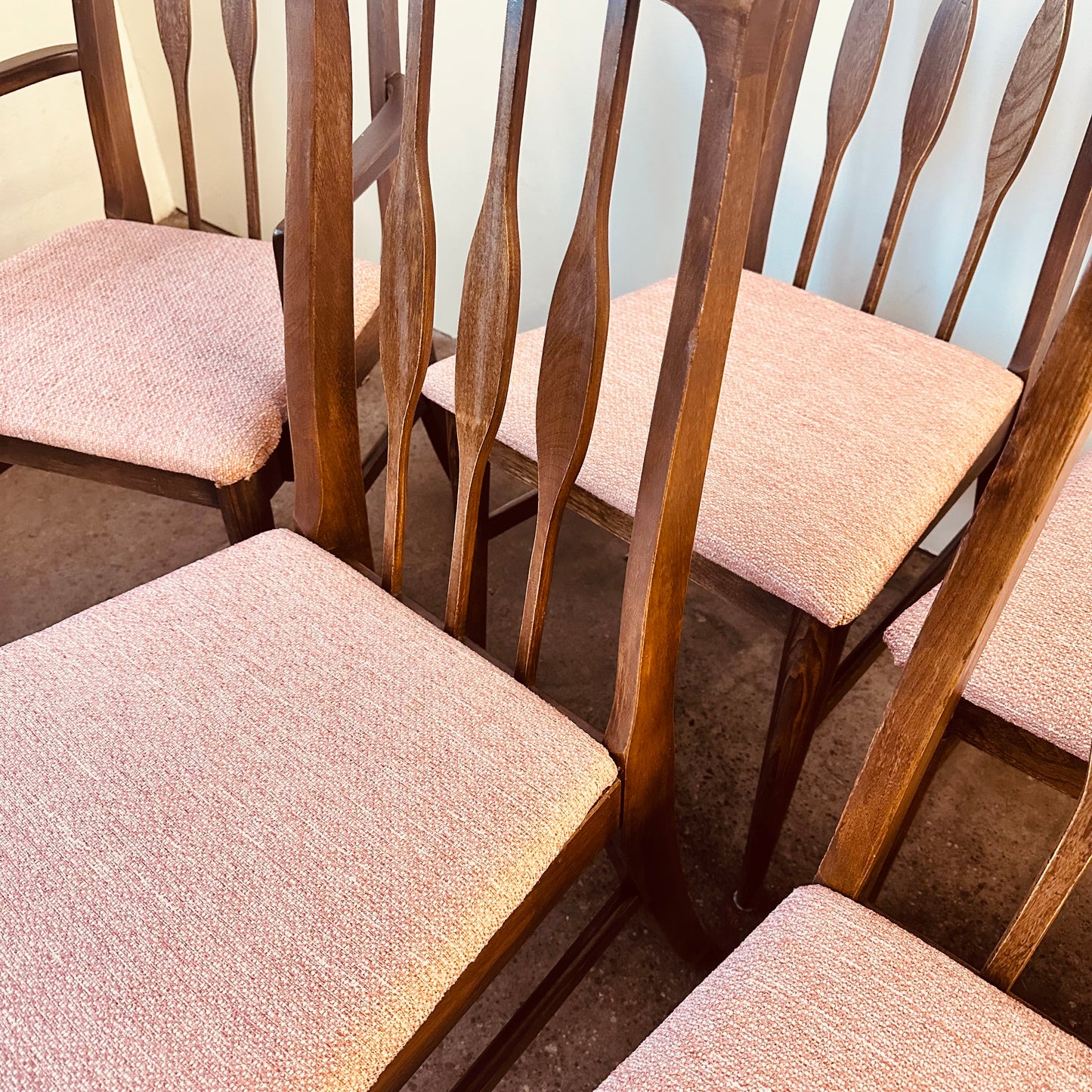 WALNUT MID-CENTURY DINING CHAIRS - SET OF 6